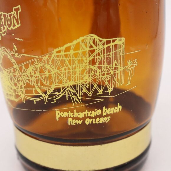 Ragin' Cajun Rollercoaster Amber Glass Tankard Mug Pontchartrain Beach Amusement - Picture 3 of 14